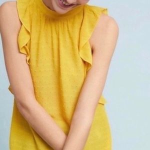 Anthropologie Maeve Yellow Dotted Swiss Blouse